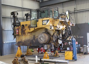Cat D10T change-out - Track frames removed    